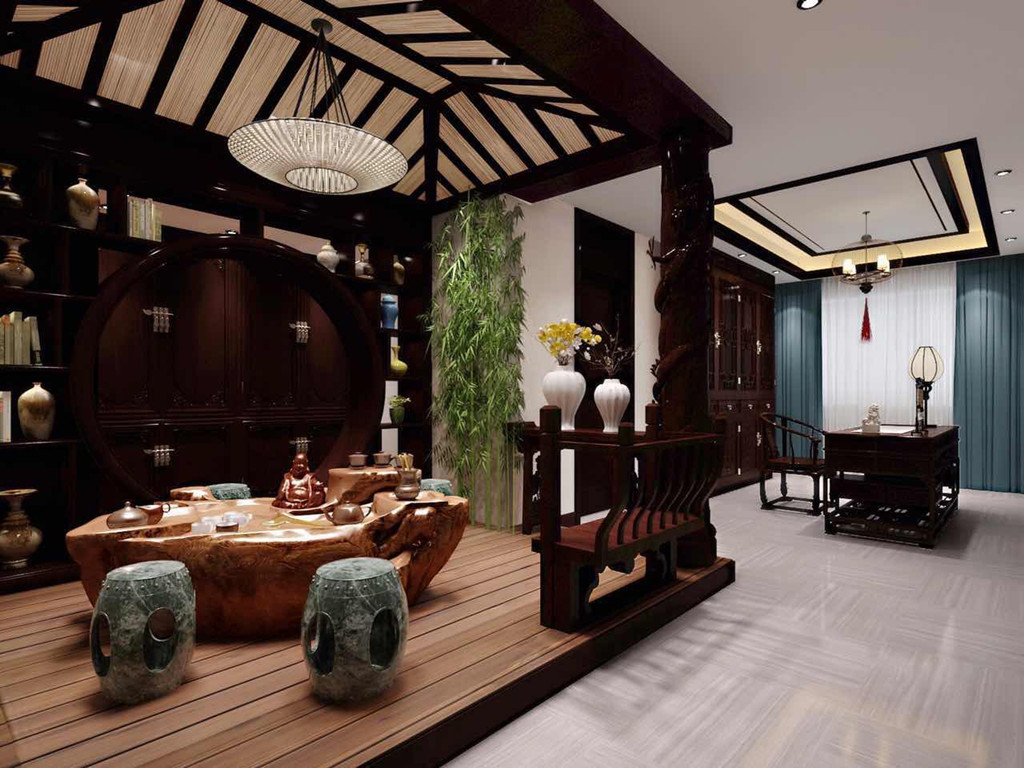 设计说明新中式风格是通过对传统的文化认识,将现代元素和传统元素